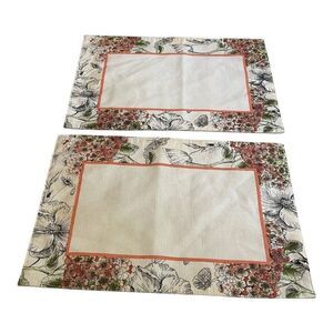 Set of 2 Edie Rose Home Bloom Collection Placemats Floral Butterfly Spring Chic